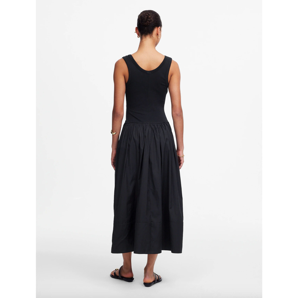 Madewell Mixed Poplin Scoopneck Maxi Dress Cotton A Line Minimalist Black XS NWT - Picture 4 of 14